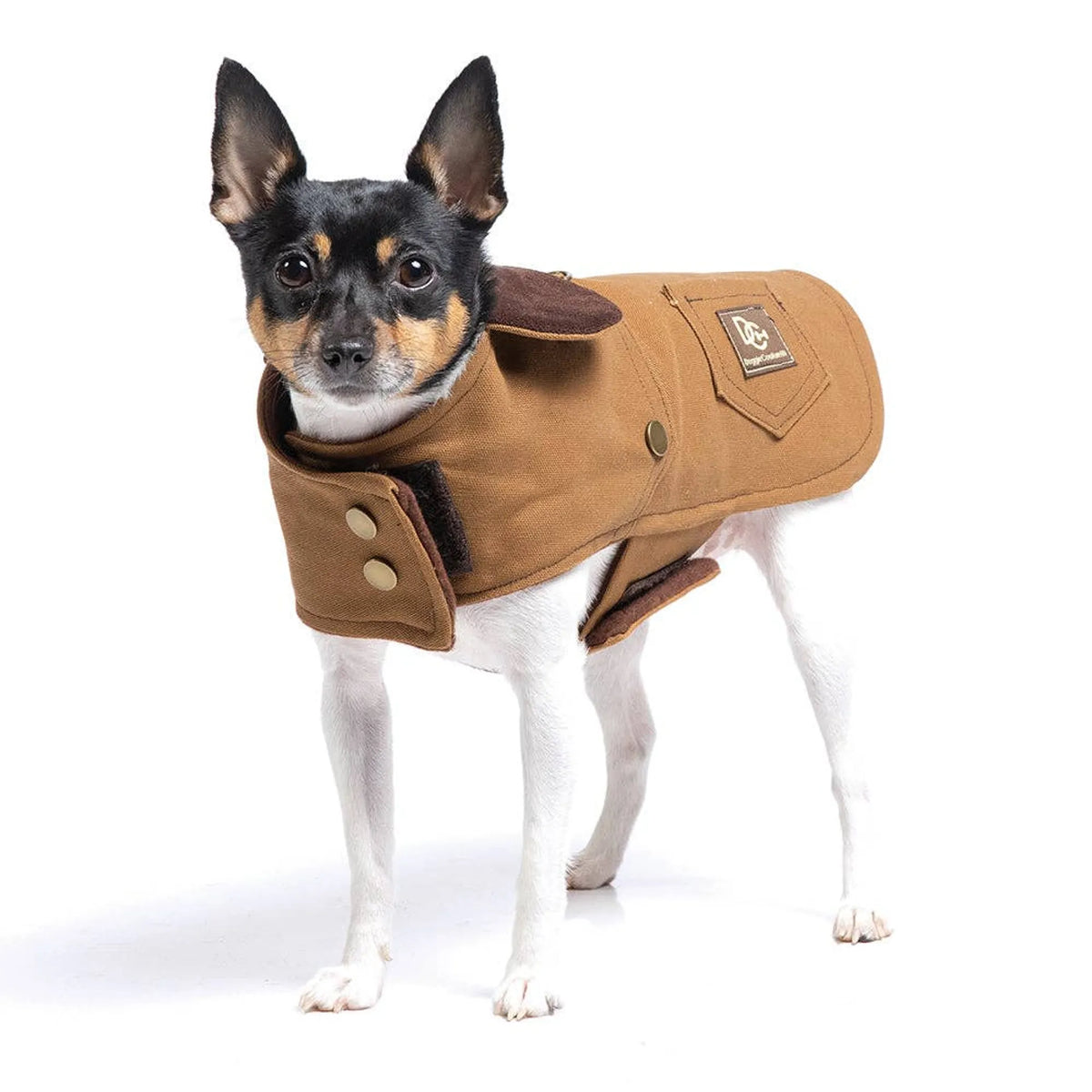 Brown Canvas Dog Coat with Fleece Lining | Sablewood