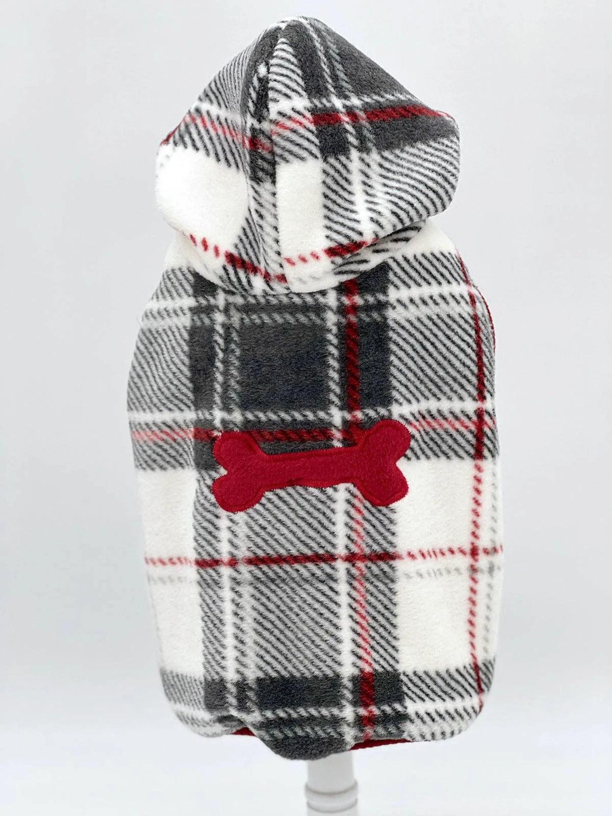 Plaid Fleece Dog Hoodie | Snowy Roads | Sablewood