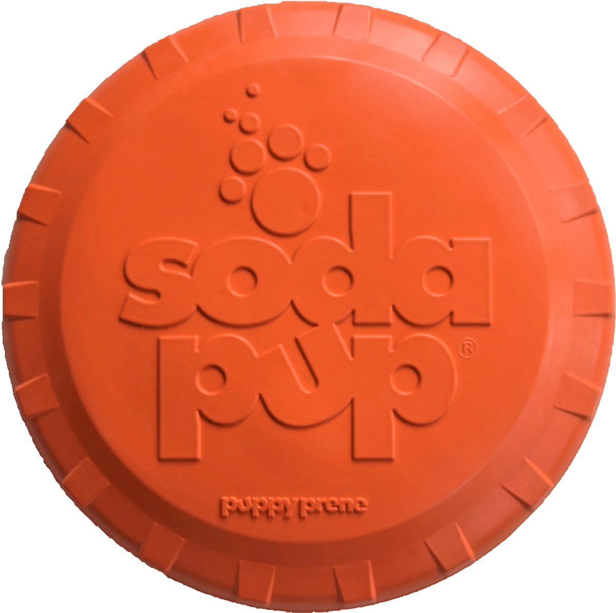 SodaPup Bottle Top Flyer Small Rubber Dog Frisbee – Orange