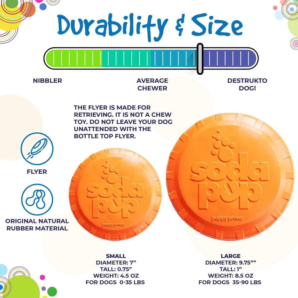 SodaPup Bottle Top Flyer Small Rubber Dog Frisbee – Orange