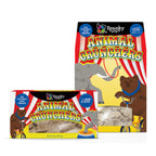 Spunky Pup Animal Crunchers dog biscuits packaging, with a 3.5 oz box in front.