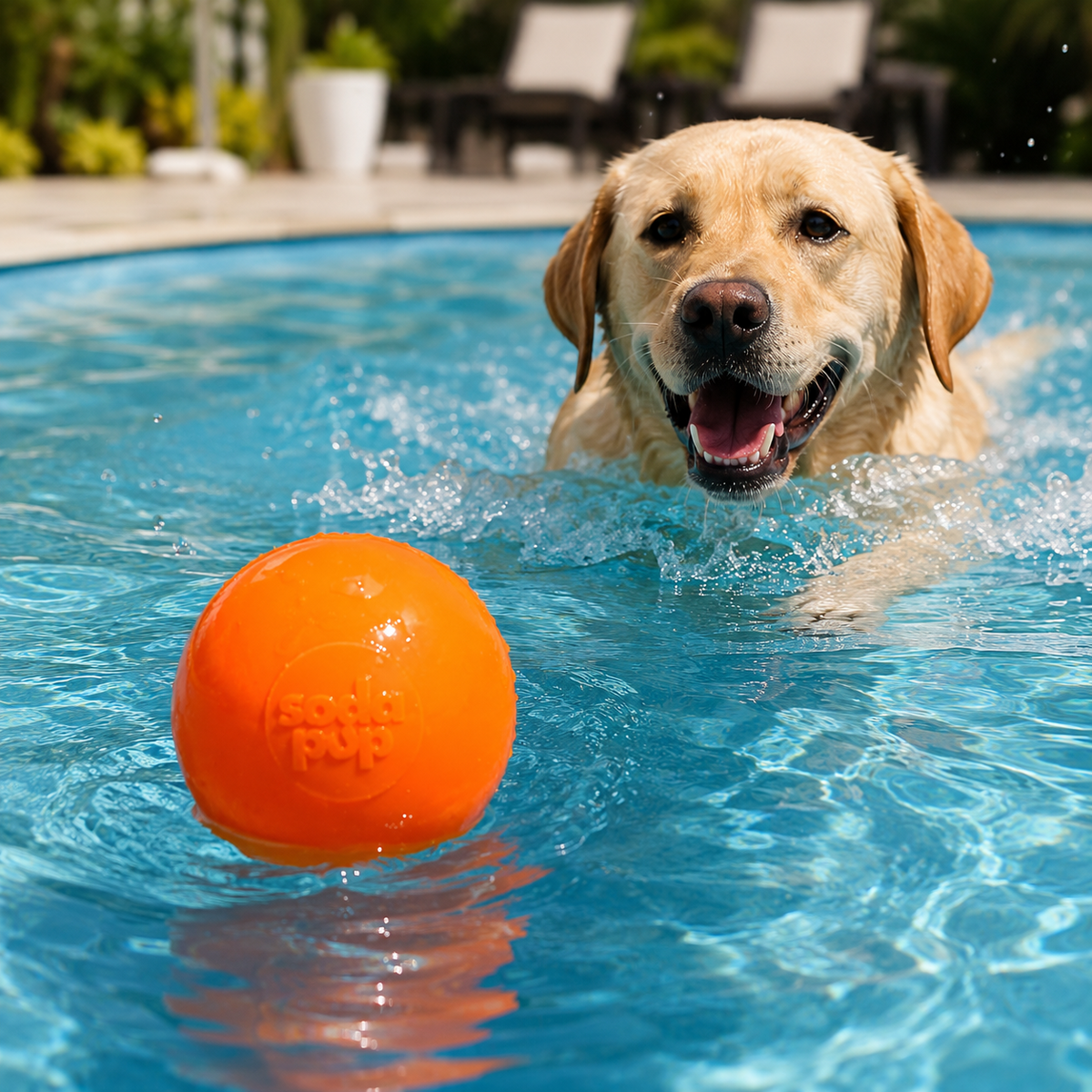 SodaPup Squeak Ball Floating Squeaky Dog Toy – Orange