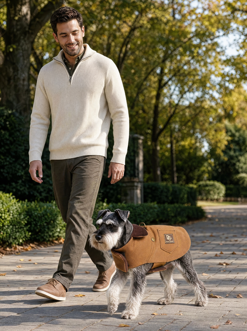 Brown Canvas Dog Coat with Fleece Lining | Sablewood