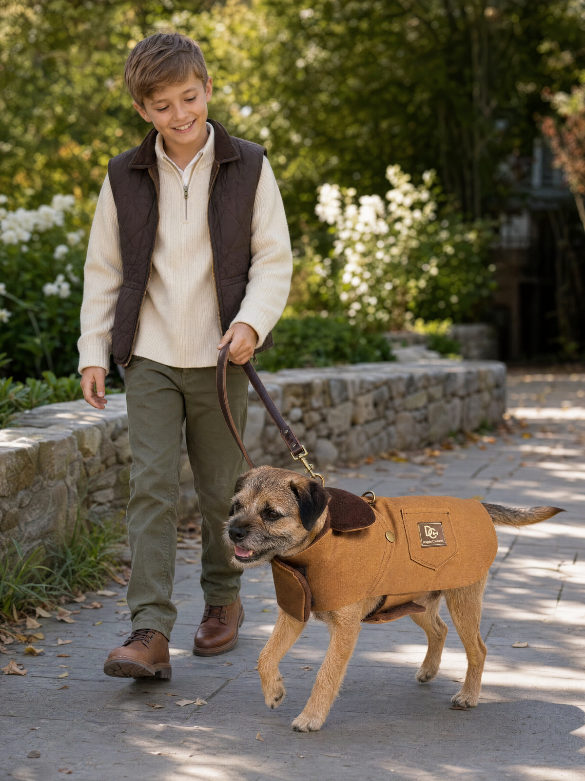 Brown Canvas Dog Coat with Fleece Lining | Sablewood
