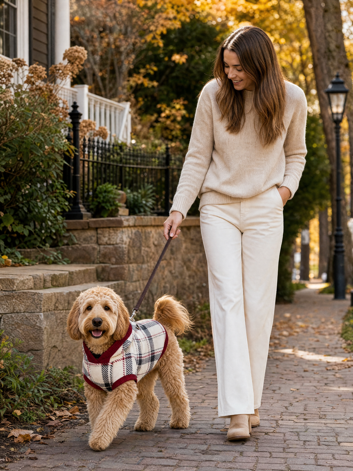 Plaid Fleece Dog Hoodie | Snowy Roads | Sablewood