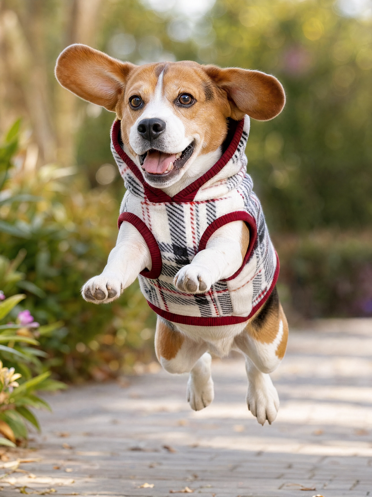 Plaid Fleece Dog Hoodie | Snowy Roads | Sablewood