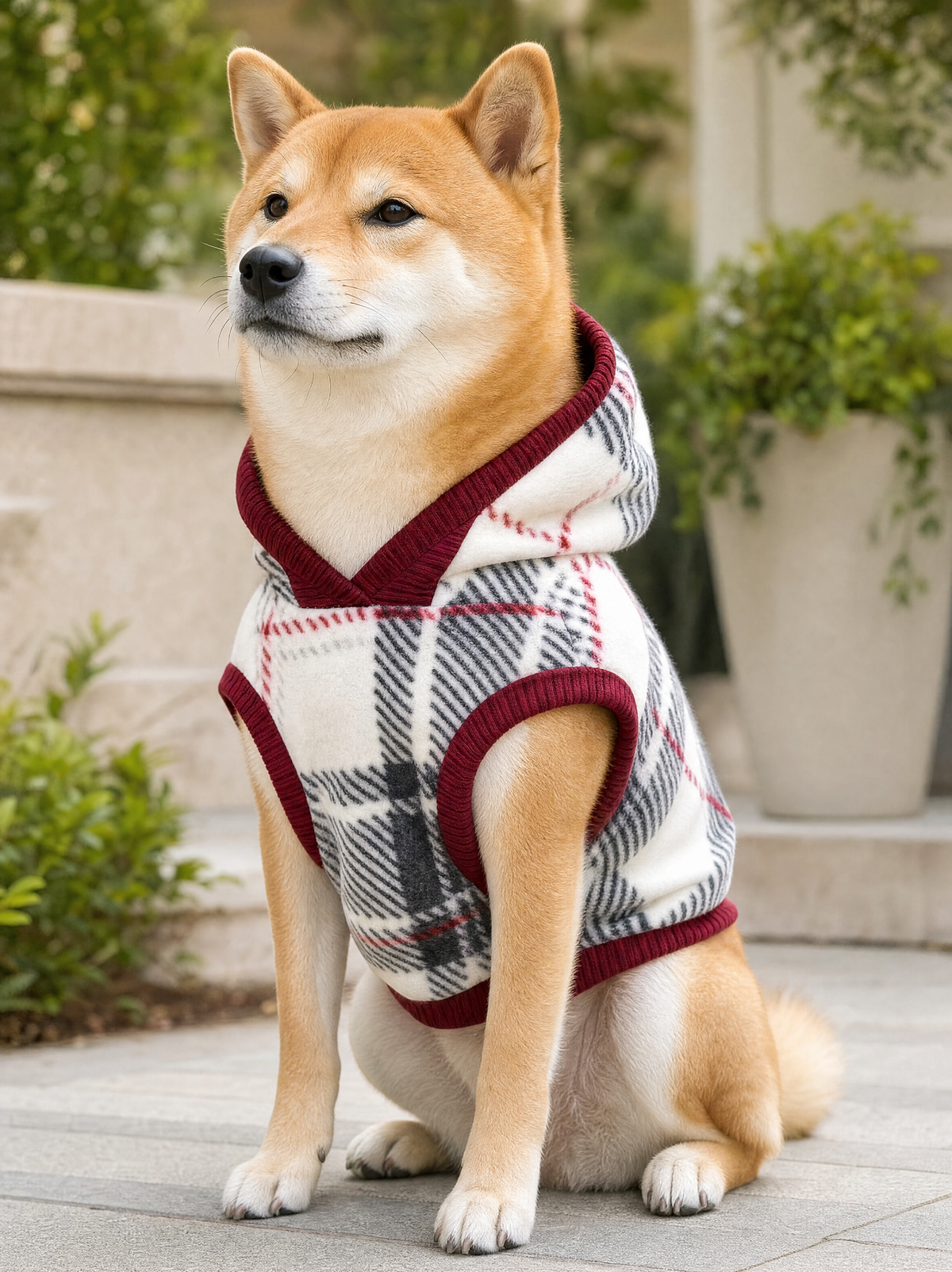 Plaid Fleece Dog Hoodie | Snowy Roads | Sablewood