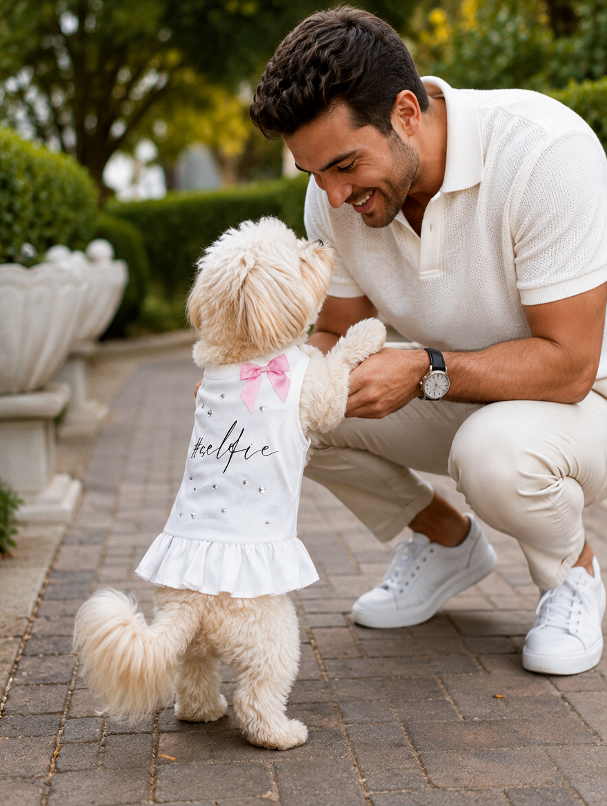 Selfie Rhinestone Ruffle Dog Dress | Sablewood