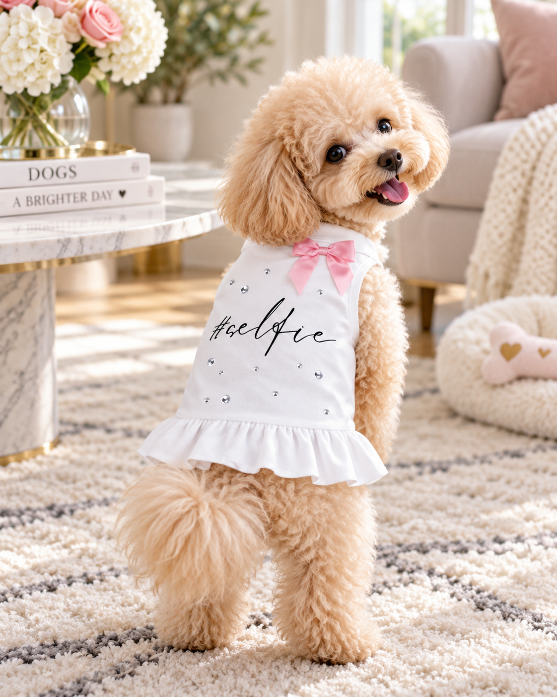 Selfie Rhinestone Ruffle Dog Dress | Sablewood