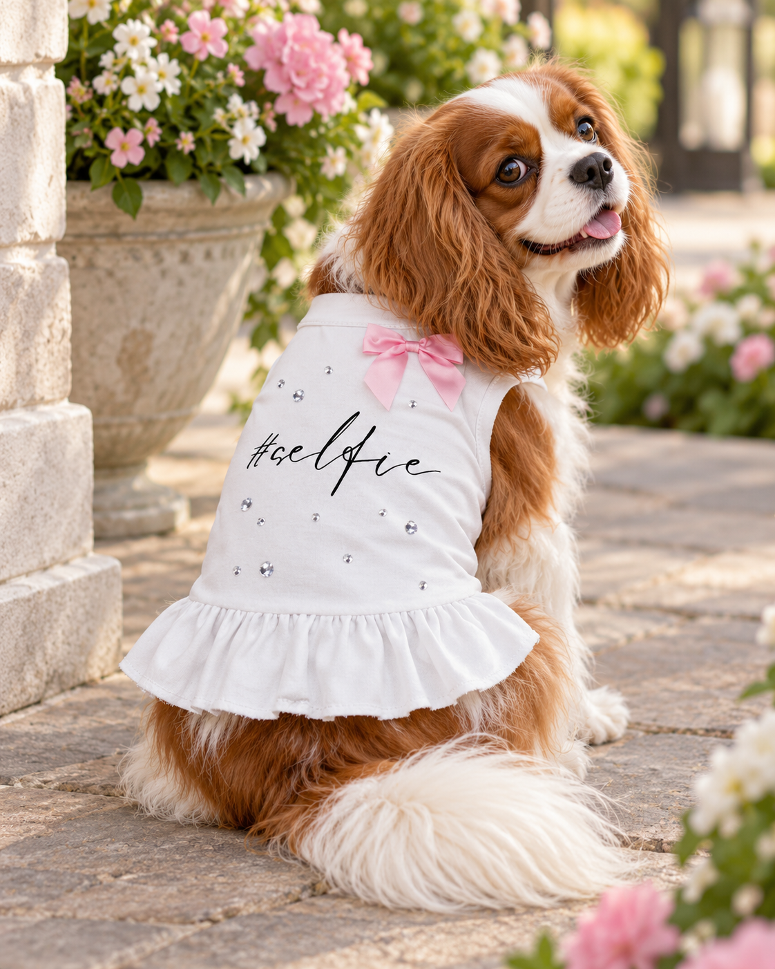 Selfie Rhinestone Ruffle Dog Dress | Sablewood