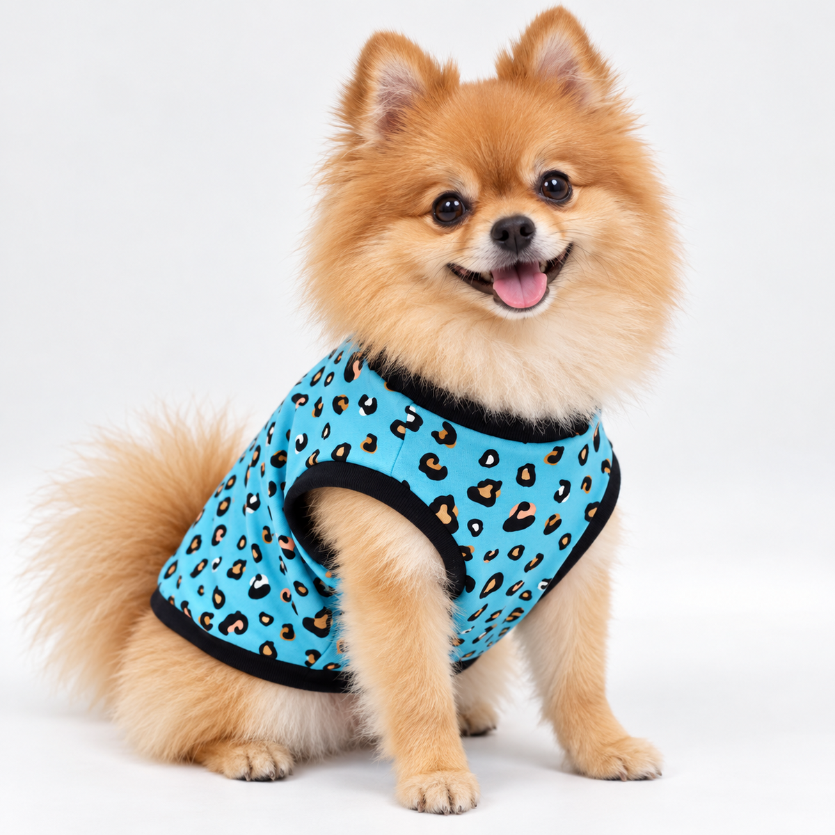 Teal Leopard Print Dog Tank Top | Sablewood