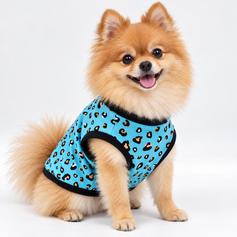 Teal Leopard Print Dog Tank Top | Sablewood