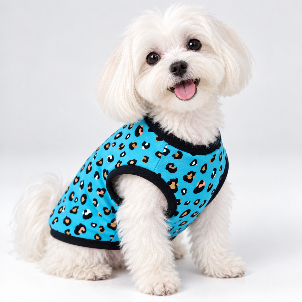 Teal Leopard Print Dog Tank Top | Sablewood